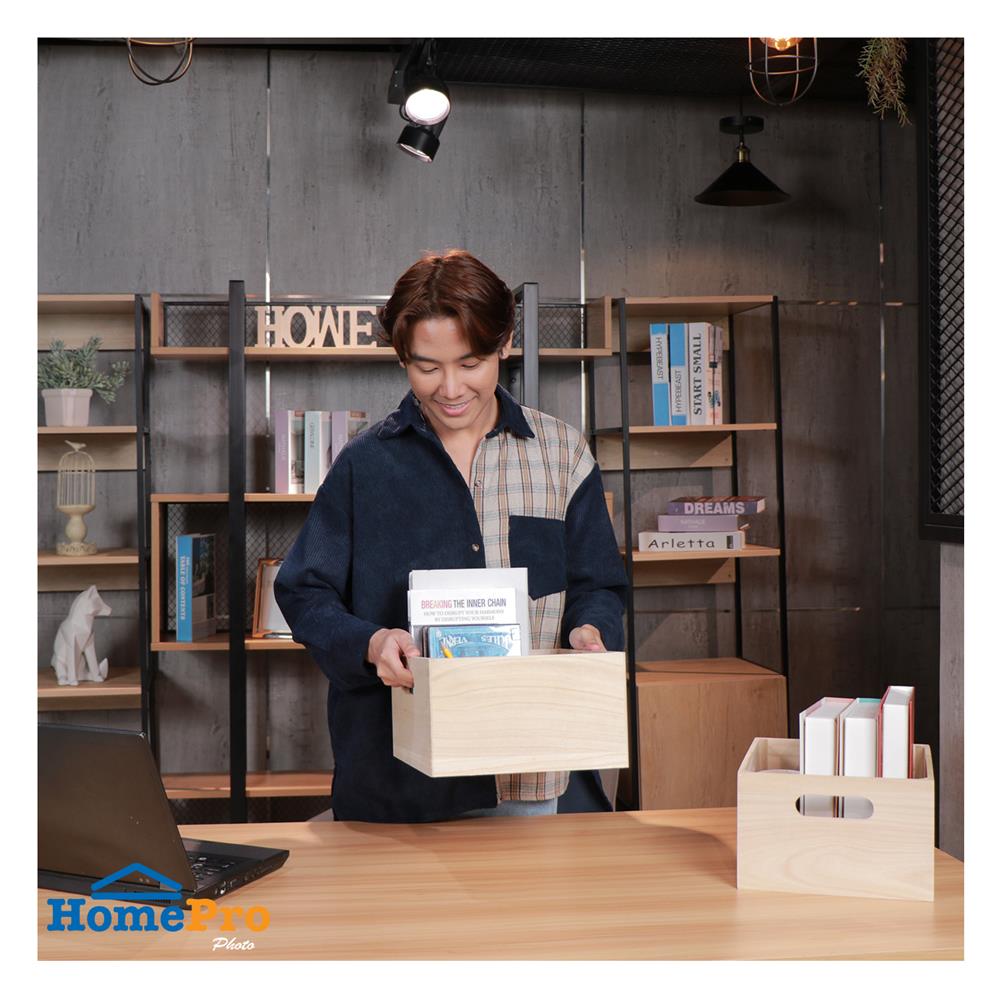 กล่องลังไม้มือจับ STACKO HOME S 25X27X15.5 ซม. สี NATURAL