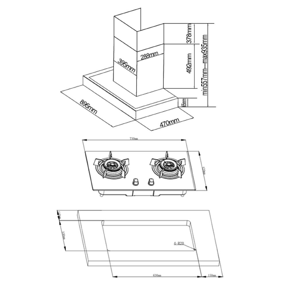 เตาฝัง+เครื่องดูดควัน FRANKE FHG7212+CXW220FT905M
