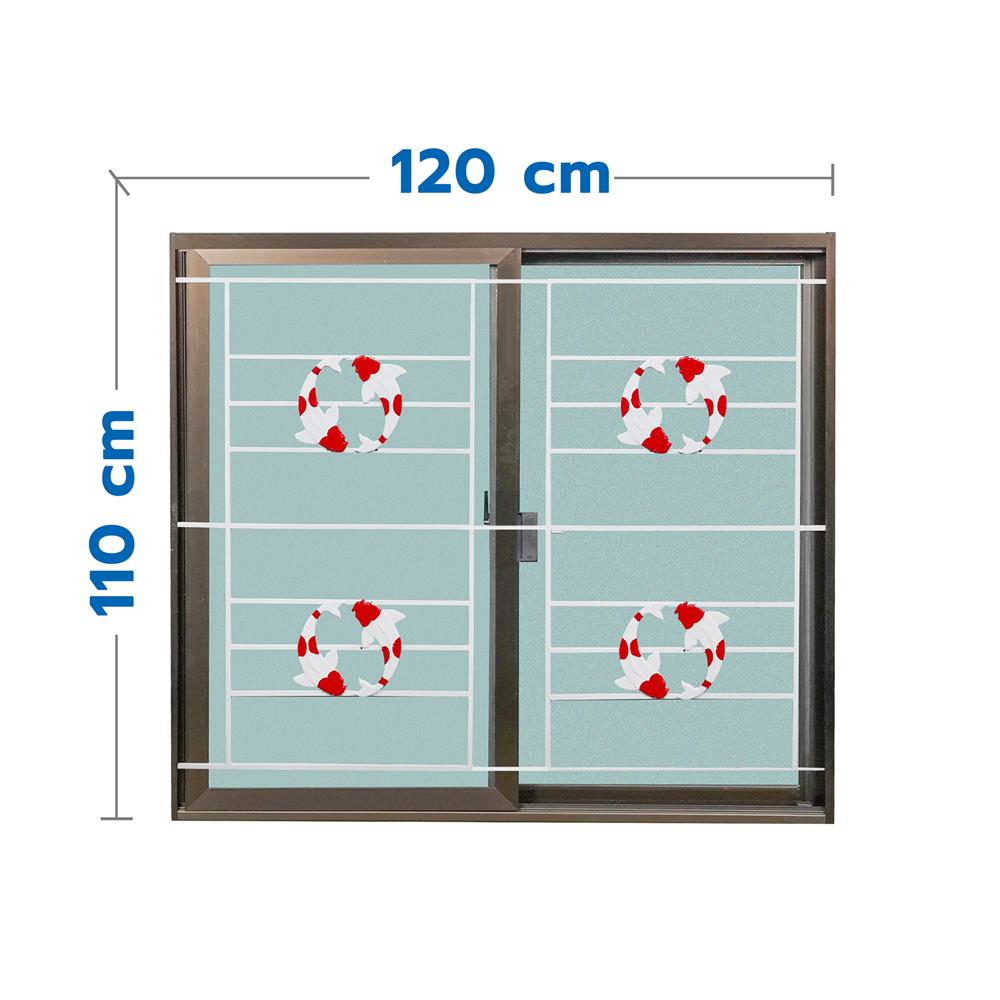 หน้าต่างบานเลื่อน อะลูมิเนียม เหล็กดัด S-S มุ้ง AZLE ลายปลาคาร์ป 120X110 ซม. สีชา