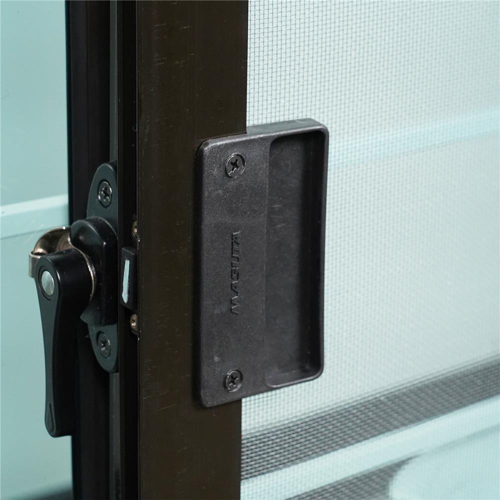 หน้าต่างบานเลื่อน อะลูมิเนียม เหล็กดัด S-S มุ้ง AZLE ลายปลาคาร์ป 120X110 ซม. สีชา