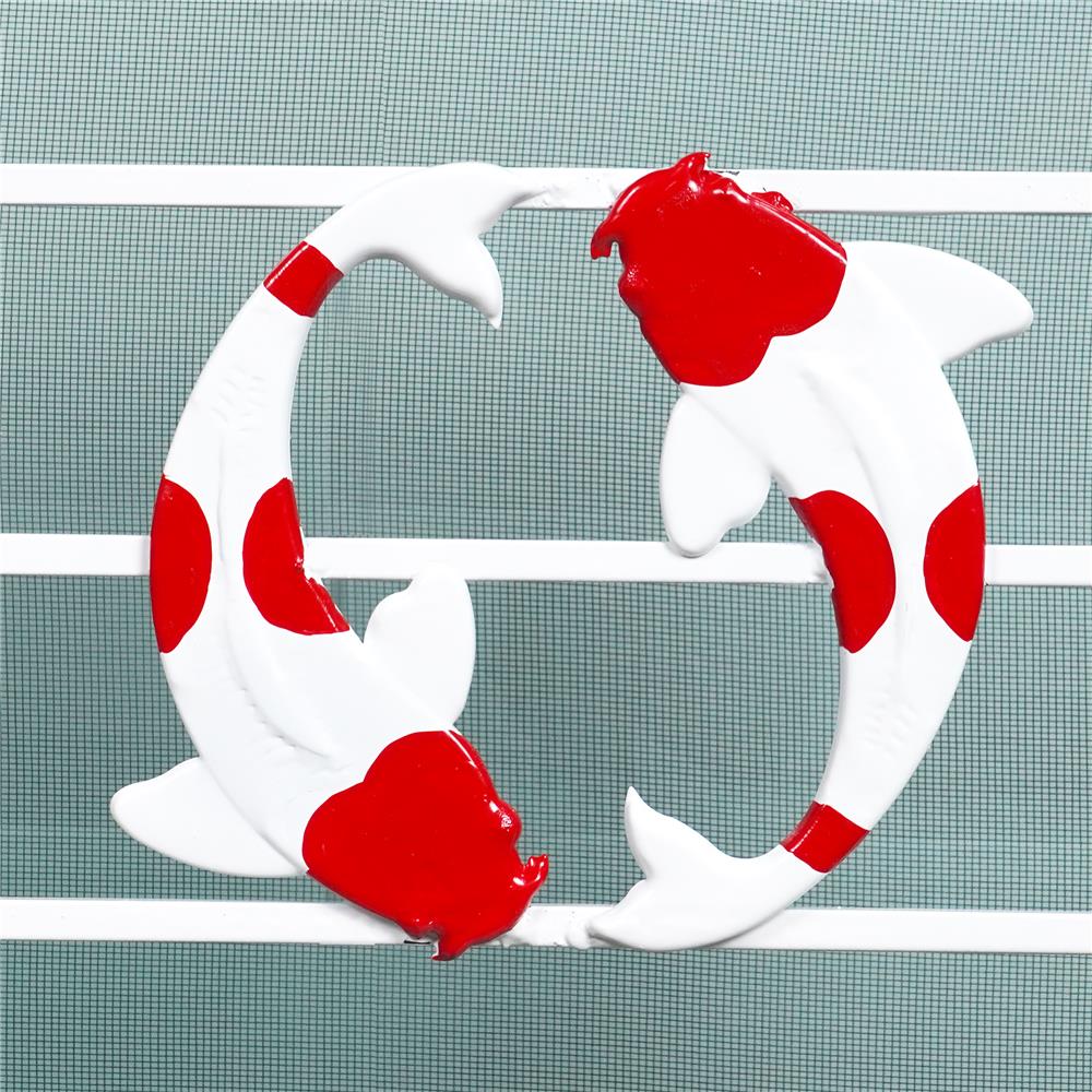 หน้าต่างบานเลื่อน อะลูมิเนียม เหล็กดัด S-S มุ้ง AZLE ลายปลาคาร์ป 120X110 ซม. สีชา