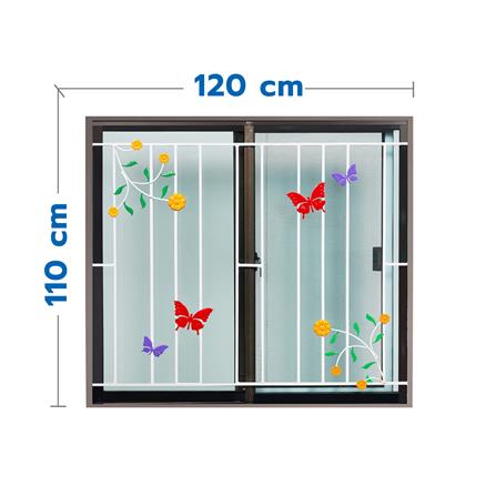 หน้าต่างเลื่อน อะลูมิเนียม เหล็กดัด มุ้ง AZLE ลายผีเสื้อ 120X110 ซม. สีชา_0