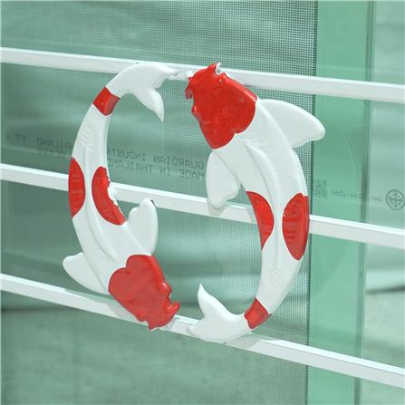 หน้าต่างเลื่อน อะลูมิเนียม เหล็กดัด มุ้ง AZLE ลายปลาคาร์ป 120X110 ซม. สีขาว_1