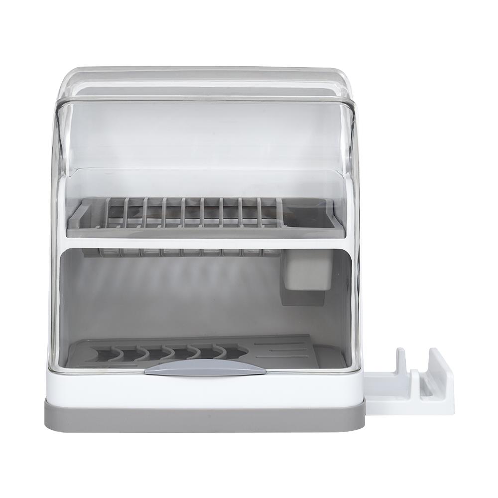 ชั้นคว่ำจานพลาสติก 2 ชั้น มีฝาครอบและที่วางเขียง KECH