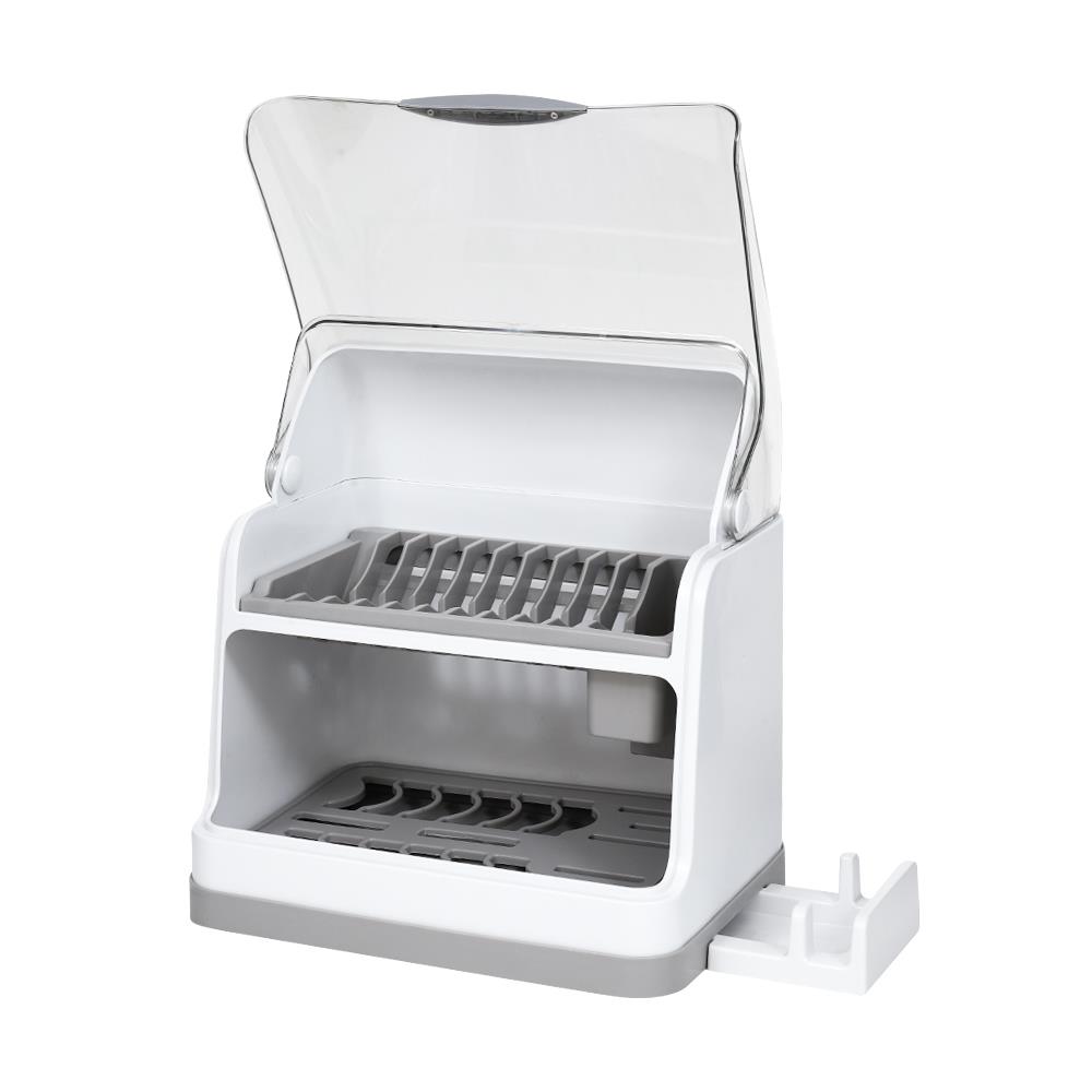 ชั้นคว่ำจานพลาสติก 2 ชั้น มีฝาครอบและที่วางเขียง KECH