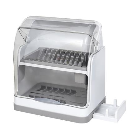 ชั้นคว่ำจานพลาสติก 2 ชั้น มีฝาครอบและที่วางเขียง KECH_0