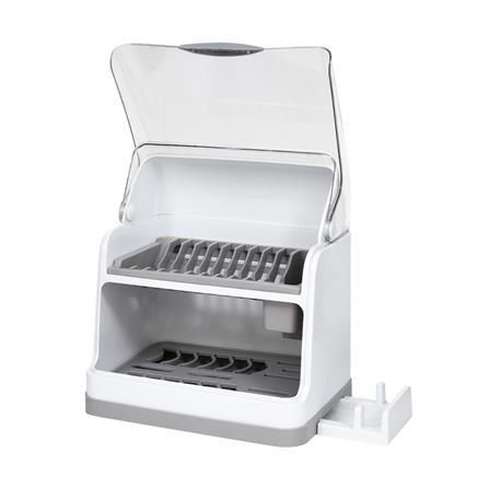 ชั้นคว่ำจานพลาสติก 2 ชั้น มีฝาครอบและที่วางเขียง KECH_2