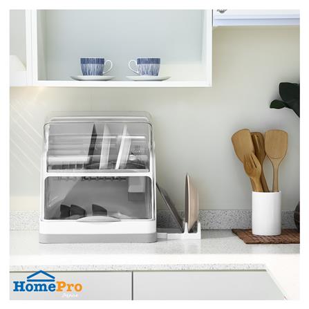 ชั้นคว่ำจานพลาสติก 2 ชั้น มีฝาครอบและที่วางเขียง KECH_7