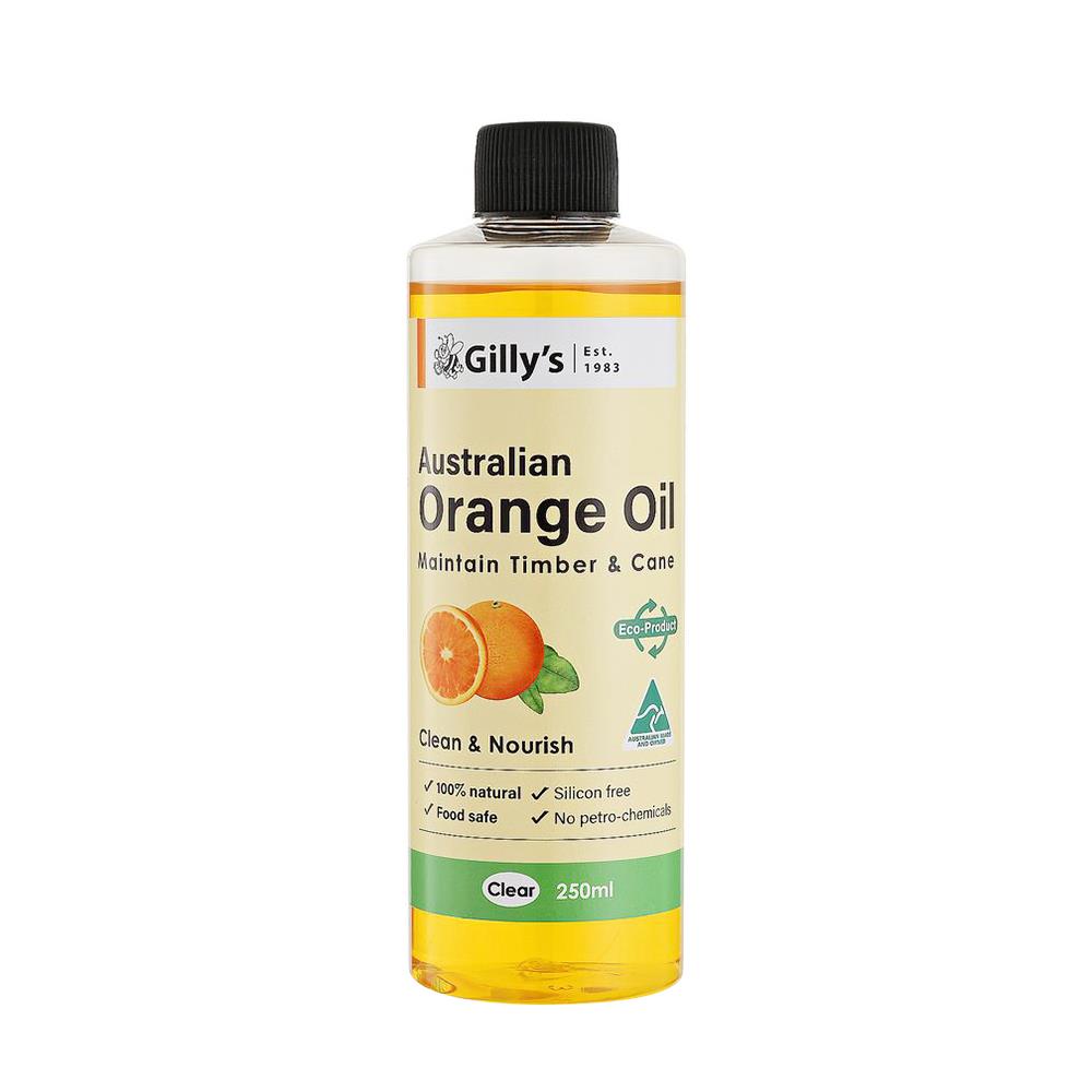 น้ำยาทำความสะอาดและเคลือบเงาไม้ ORANGE OIL GILLY'S 250 มล.