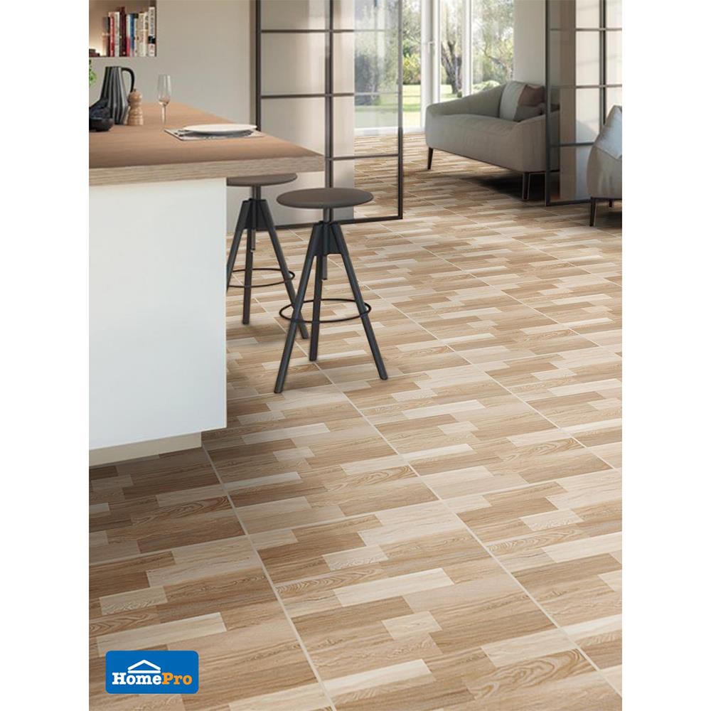 กระเบื้องพื้น 60x60 ซม. TARA พีบี วู้ด น้ำตาลอ่อน A 1.44M2