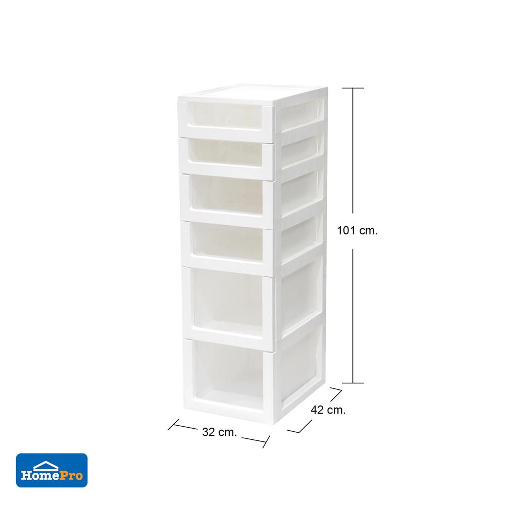ตู้ลิ้นชัก 6 ชั้น STACKO COUPLE 32X42X101 ซม. สีขาว