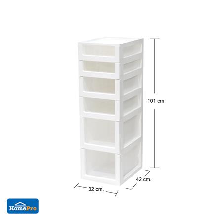 ตู้ลิ้นชัก 6 ชั้น STACKO COUPLE 32X42X101 ซม. สีขาว_8