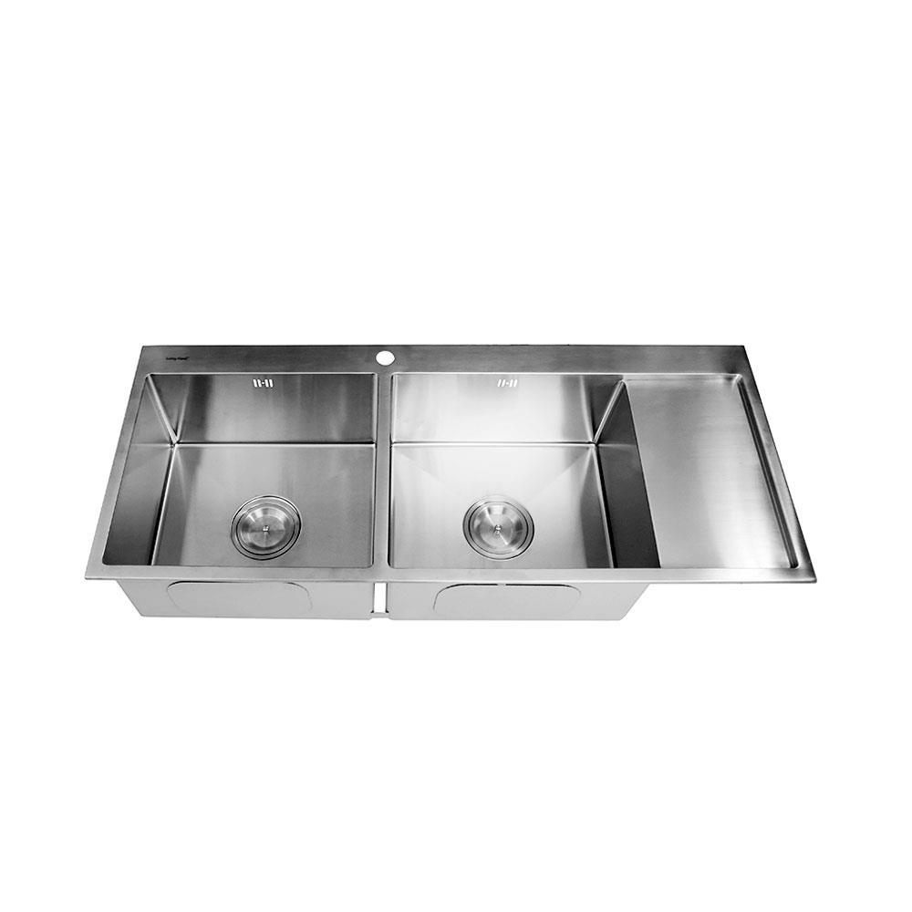 ซิงค์ฝัง 2 หลุม 1 ที่พัก LUCKY FLAME EUS-1252D สีเงิน