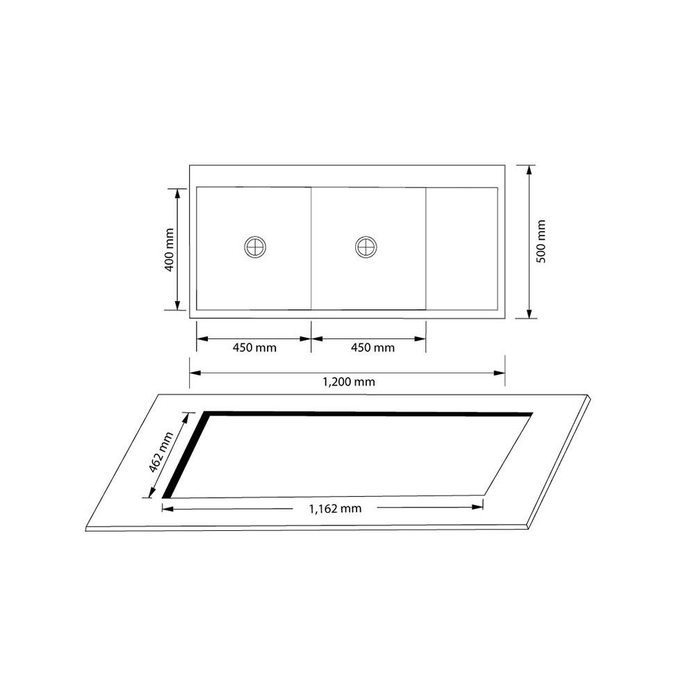 ซิงค์ฝัง 2 หลุม 1 ที่พัก LUCKY FLAME EUS-1252D สีเงิน