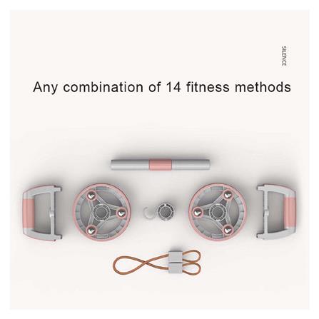 ลูกกลิ้งบริหารหน้าท้อง+วิดพื้น+ดัมเบล PRO-FIT สีชมพู_3