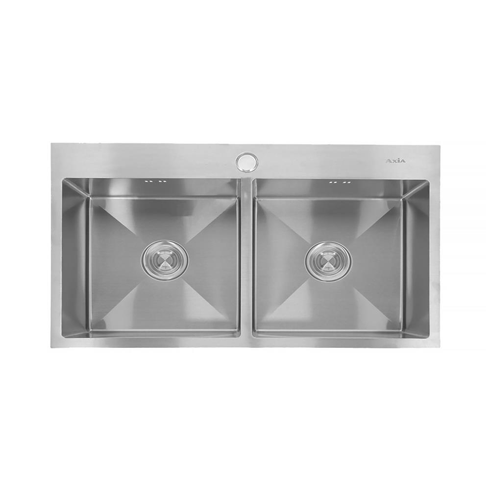 ซิงค์ฝัง 2 หลุม AXIA TRITON 4646 สีเงิน