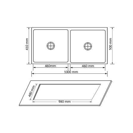 ซิงค์ฝัง 2 หลุม AXIA TRITON 4646 สีเงิน_3