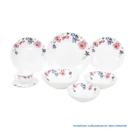 จานตื้น แก้วโอปอล 8.5 นิ้ว KECH CARNATION_2