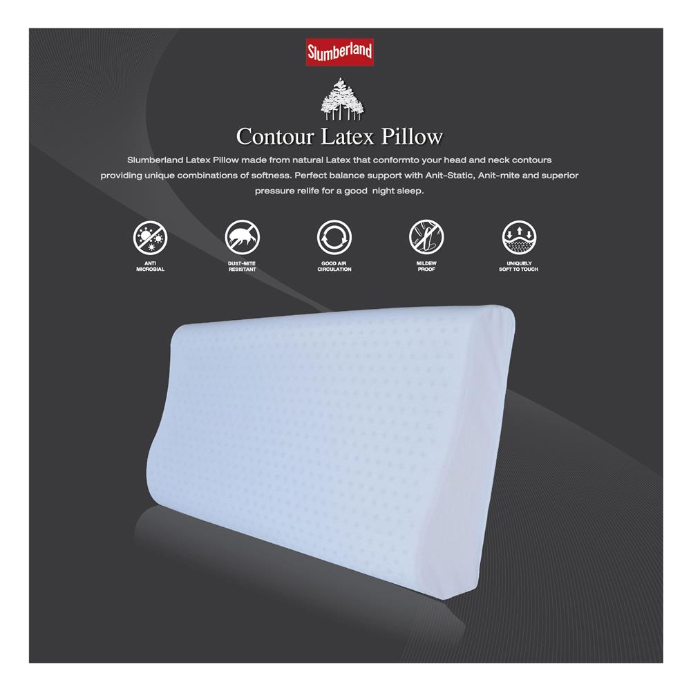 หมอนสุขภาพ ยางพารา SLUMBERLAND CONTOUR 70x43x12 ซม. สีขาว