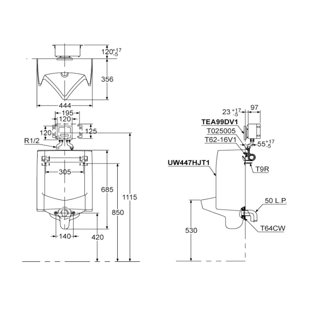 โถปัสสาวะชาย TOTO UW447HJNMW/F สีขาว