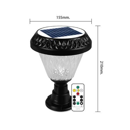 ไฟหัวเสา SOLAR LAMPTAN AQUA CCT 2 วัตต์ เดย์ไลท์ / คูลไวท์ / วอร์มไวท์ สีดำ_4