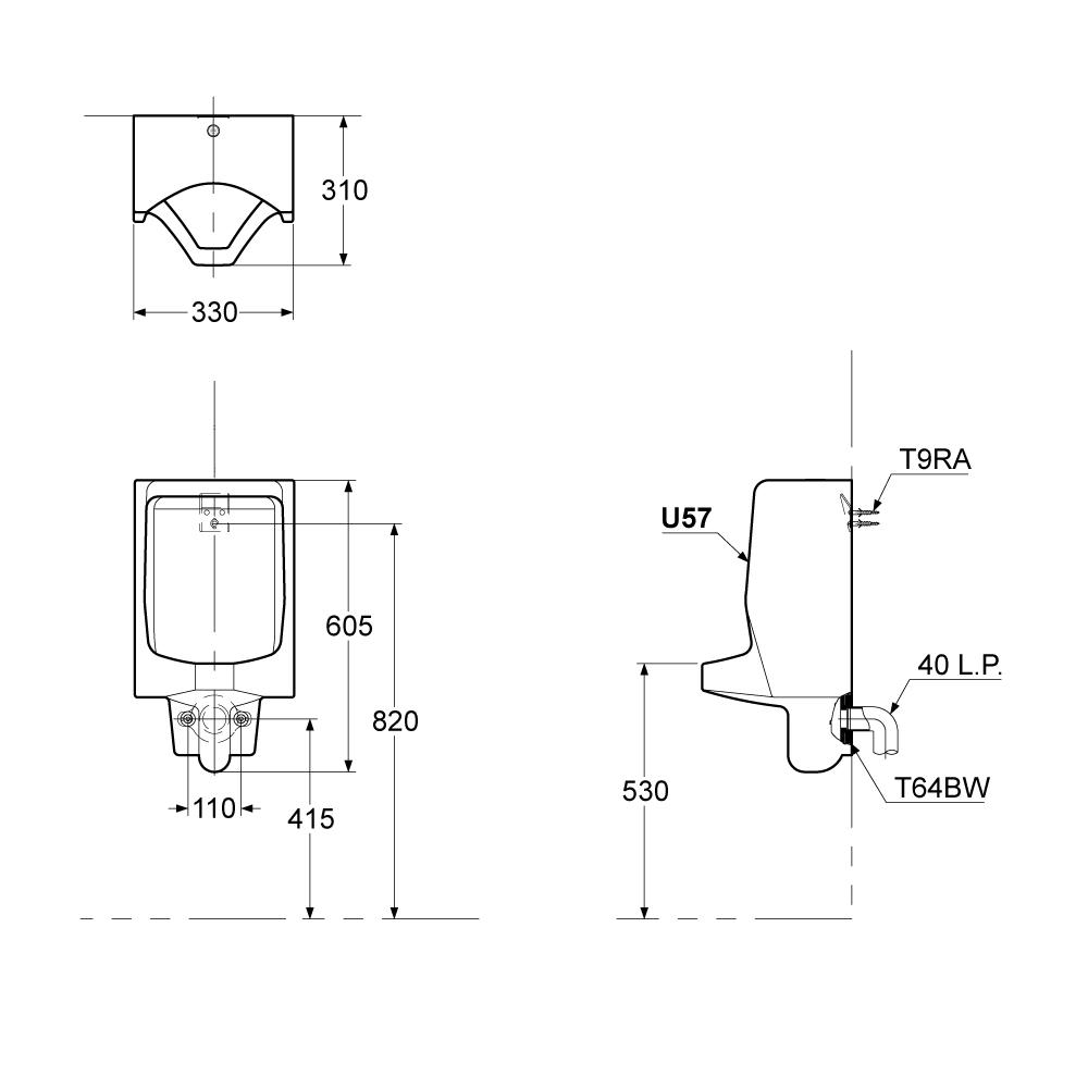 โถปัสสาวะชาย TOTO U57W/F สีขาว