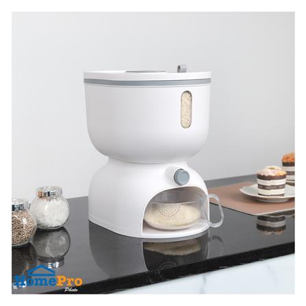 ถังข้าวสารพร้อมถ้วยตวง KECH ROUND 5 กก. สีขาว_6