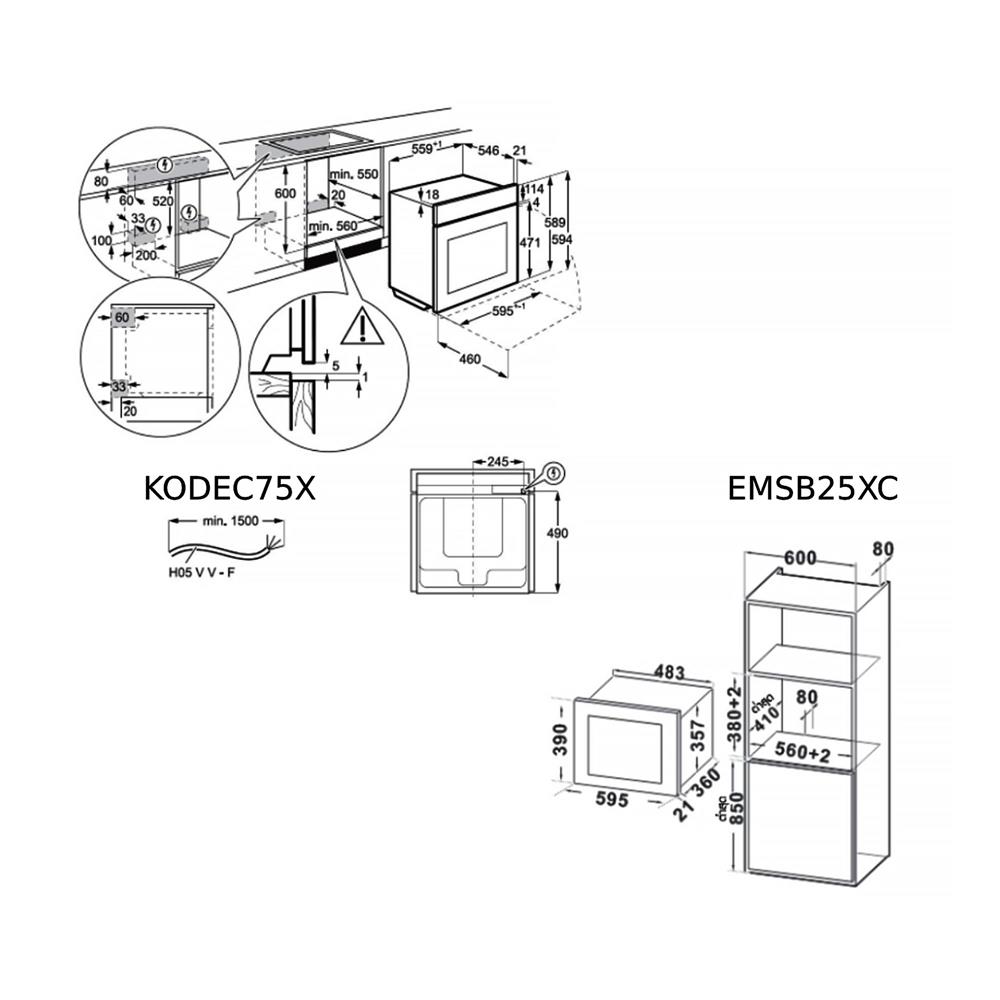 ไมโครเวฟฝัง+เตาอบฝัง ELECTROLUX EMSB25XC+KODEC75X