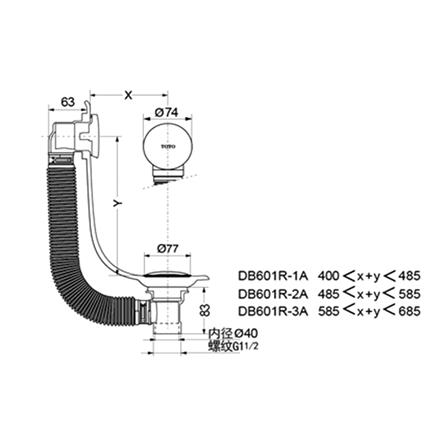 สะดืออ่างอาบน้ำ TOTO DB601R-2A_1