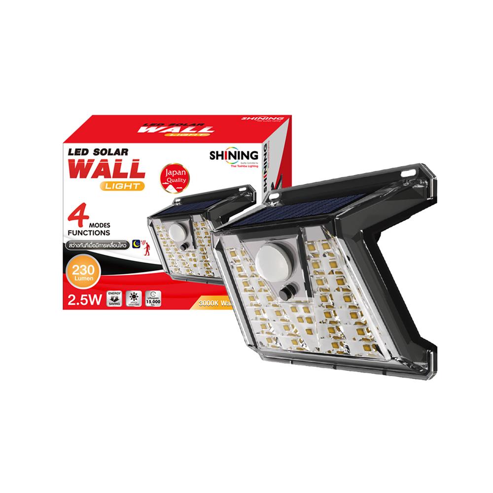 ไฟผนังภายนอก SOLAR SHINING S-WLL08B-SL 2.5 วัตต์ WARM WHITE สีดำ