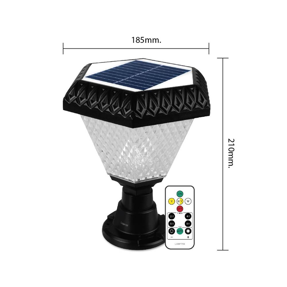 ไฟหัวเสา SOLAR LAMPTAN WAVE CCT 2 วัตต์ เดย์ไลท์ / คูลไวท์ / วอร์มไวท์ สีดำ