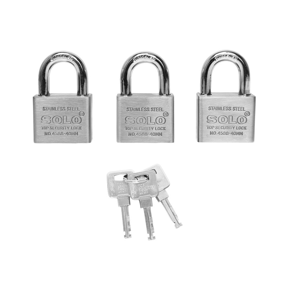 กุญแจคีย์อะไลก์ SOLO 4588-40 40 มม. สีสเตนเลส 3 ตัว/ชุด