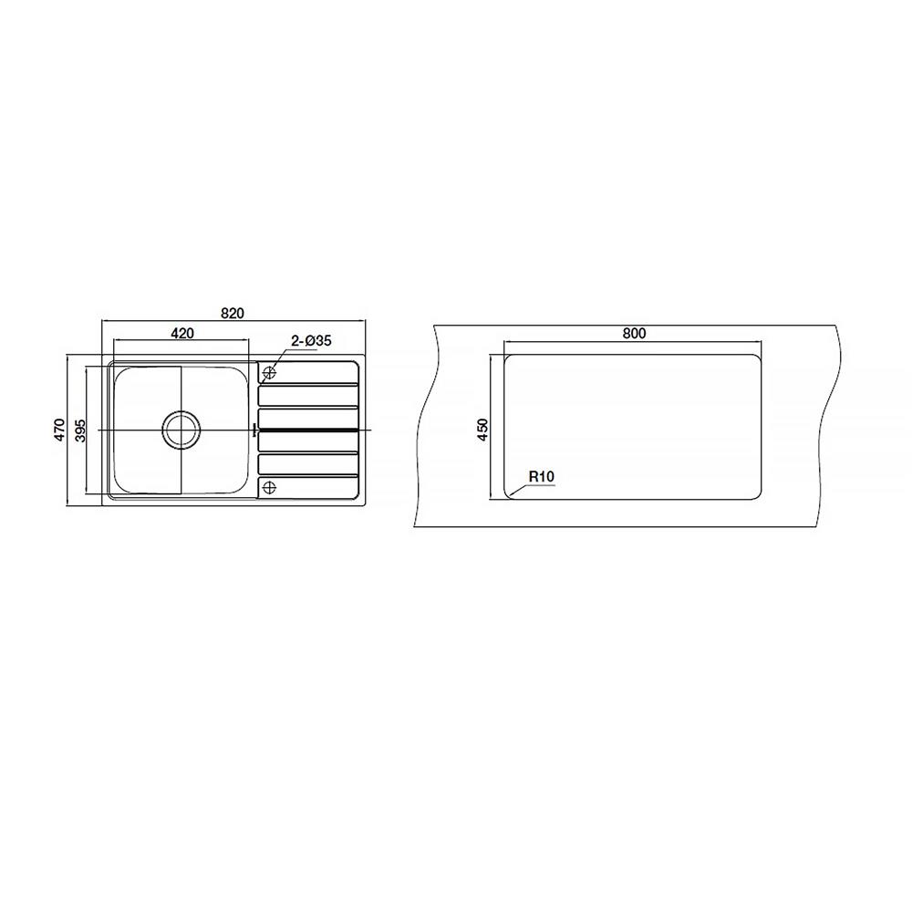 ซิงค์ฝัง 1 หลุม 1 ที่พัก HAFELE ECONO 495.39.421 สีเงิน