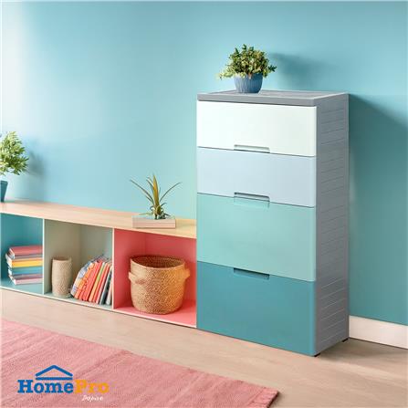 ตู้ลิ้นชัก 4 ชั้น มีล้อ ME LIVING 58x38x109 ซม. สีฟ้า_5