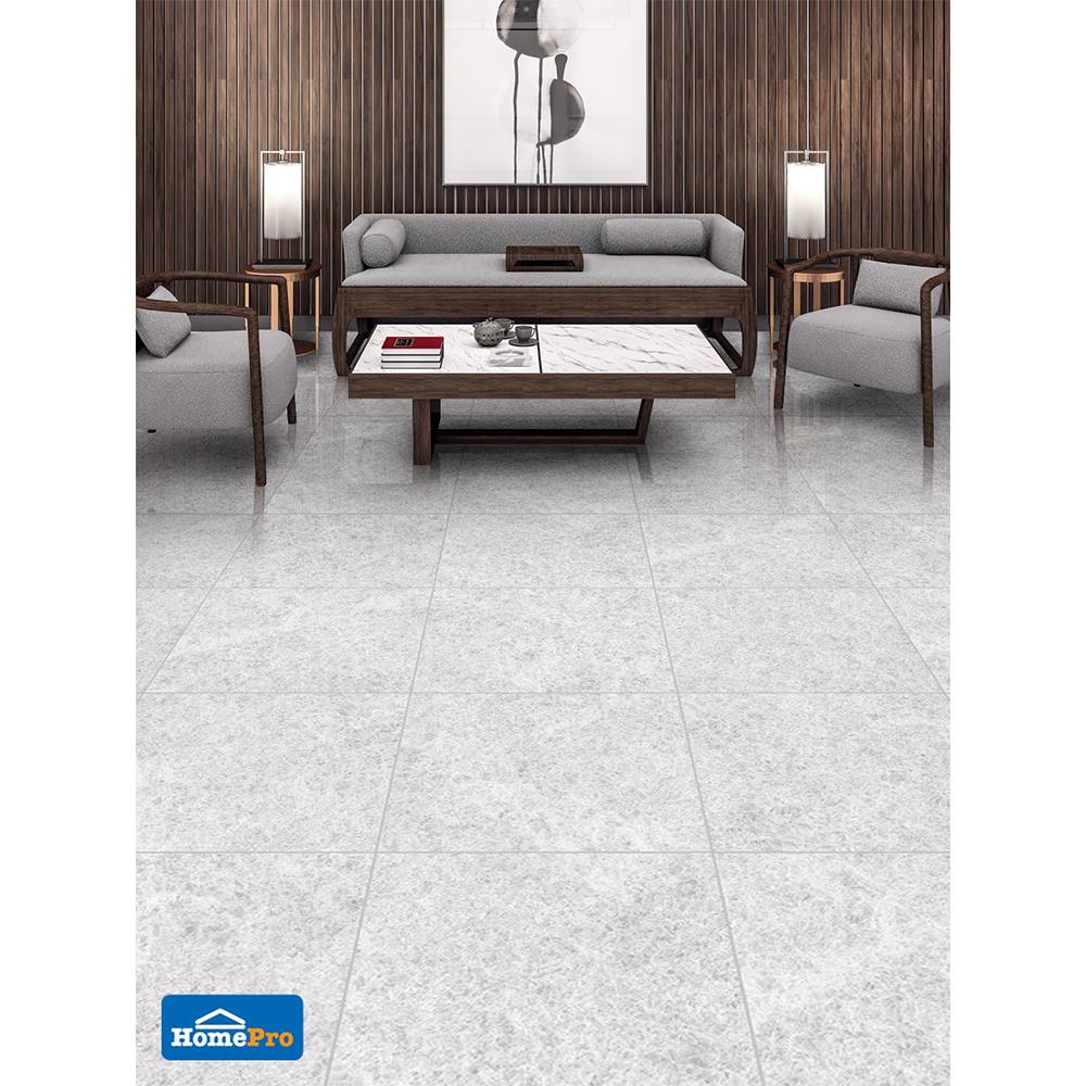 กระเบื้องพื้นพอร์ซเลน 60x60 ซม. TARA คริสตัน ไลท์เกรย์ 1.44M2