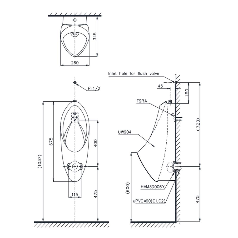 โถปัสสาวะชาย TOTO UW904 สีขาว