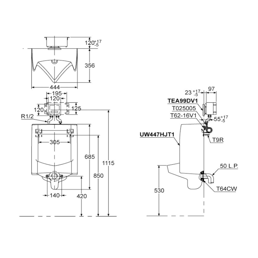 โถปัสสาวะชาย TOTO UW447JNMW/F สีขาว