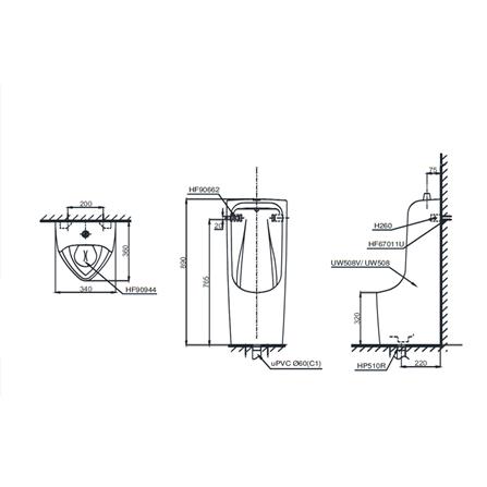 โถปัสสาวะชาย TOTO UW508W/F สีขาว_1