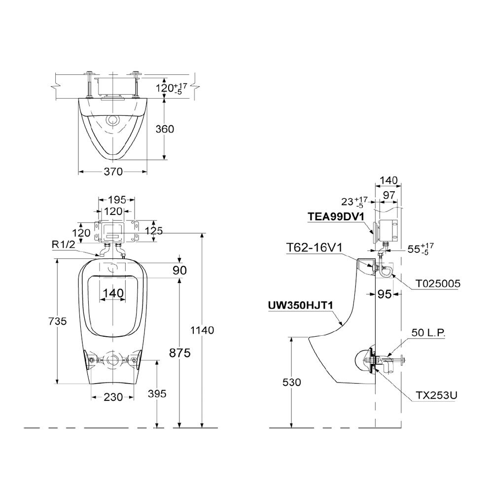 โถปัสสาวะชาย TOTO UW350HJT1W/F สีขาว