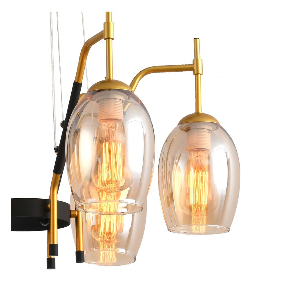 ไฟช่อ CST TYB06 แก้ว/โลหะ สีทอง/ชา/ดำ 6 หัว