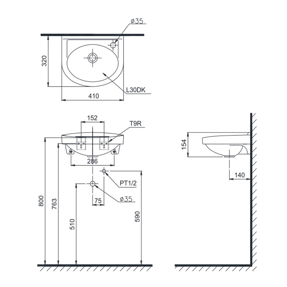 อ่างล้างหน้า TOTO L30DK สีขาว