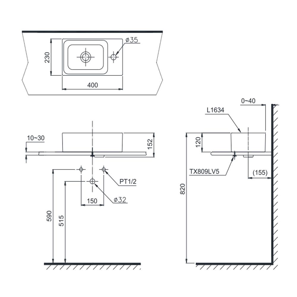 อ่างล้างหน้าวางบน TOTO L1634 สีขาว