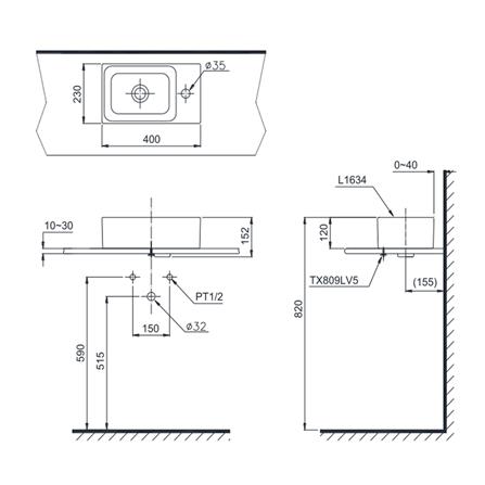 อ่างล้างหน้าวางบน TOTO L1634 สีขาว_1