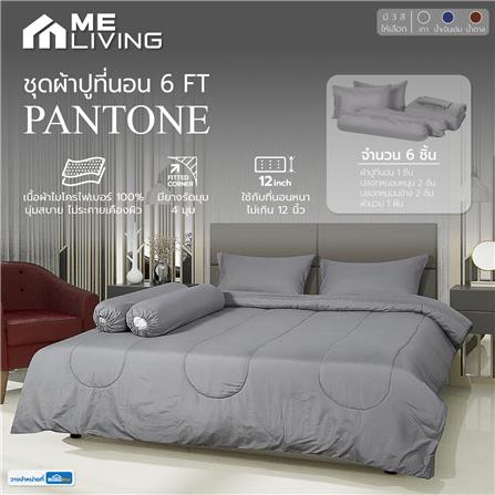 ชุดผ้าปูที่นอน 6 ฟุต 6 ชิ้น ME LIVING PANTONE สีเทา_5
