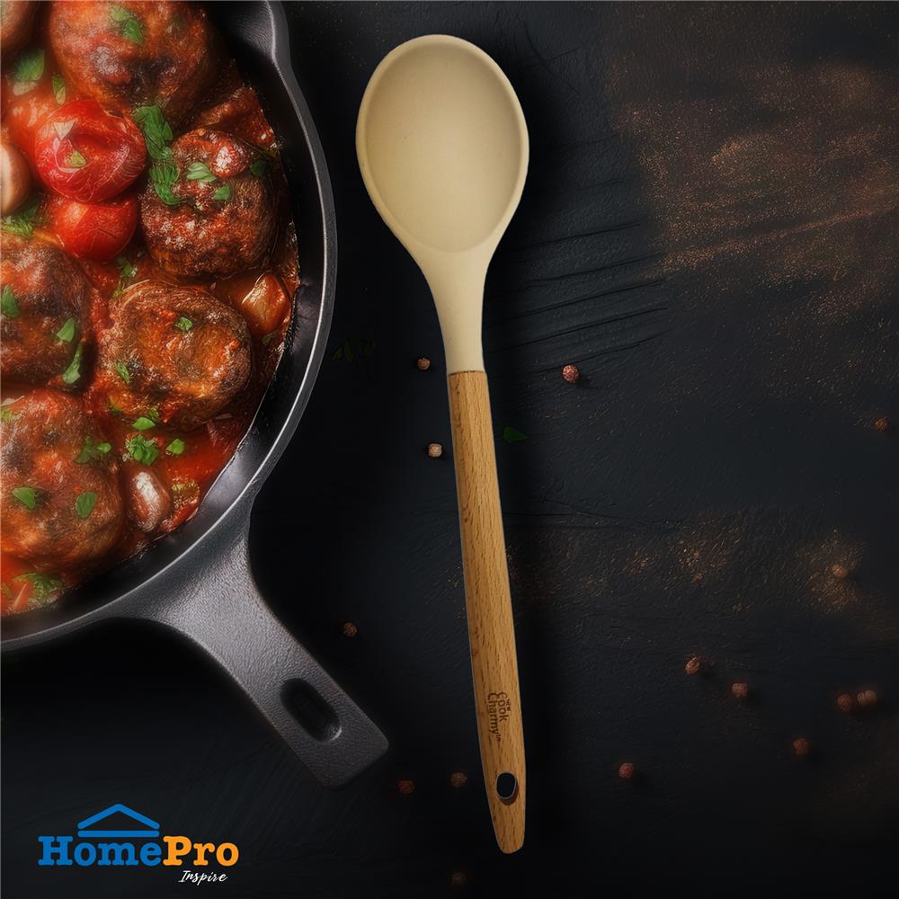 ที่ตักซุปซิลิโคน KECH COOK CHARMY สีครีม ด้ามไม้