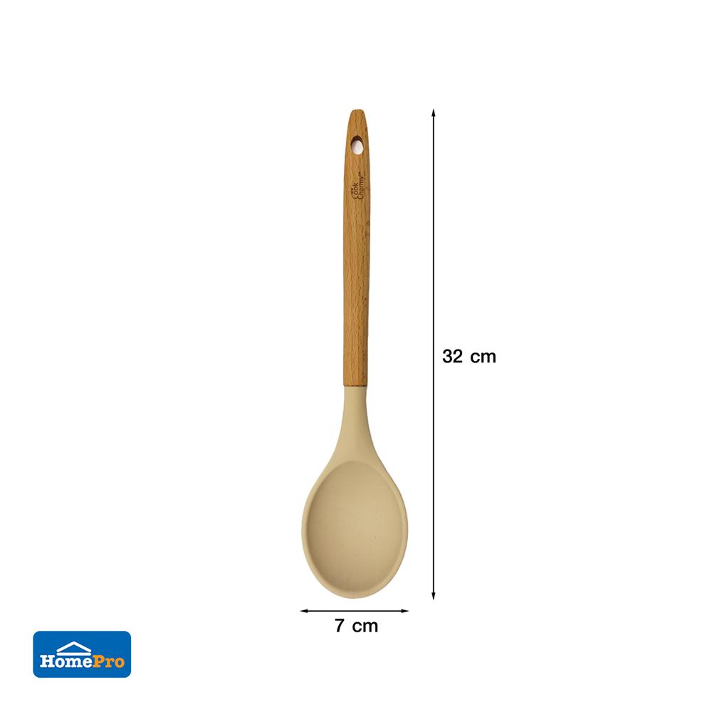 ที่ตักซุปซิลิโคน KECH COOK CHARMY สีครีม ด้ามไม้