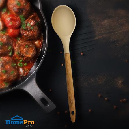 ที่ตักซุปซิลิโคน KECH COOK CHARMY สีครีม ด้ามไม้_3