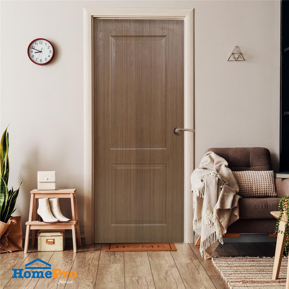 ประตูภายใน UPVC AZLE PZ04 80X200 ซม. สี CHOCOLATE เจาะลูกบิด