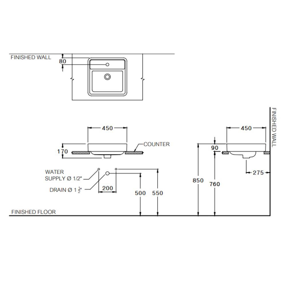 อ่างล้างหน้าฝังบน COTTO C003817 สีขาว