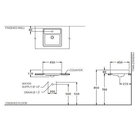 อ่างล้างหน้าฝังบน COTTO C003817 สีขาว_1